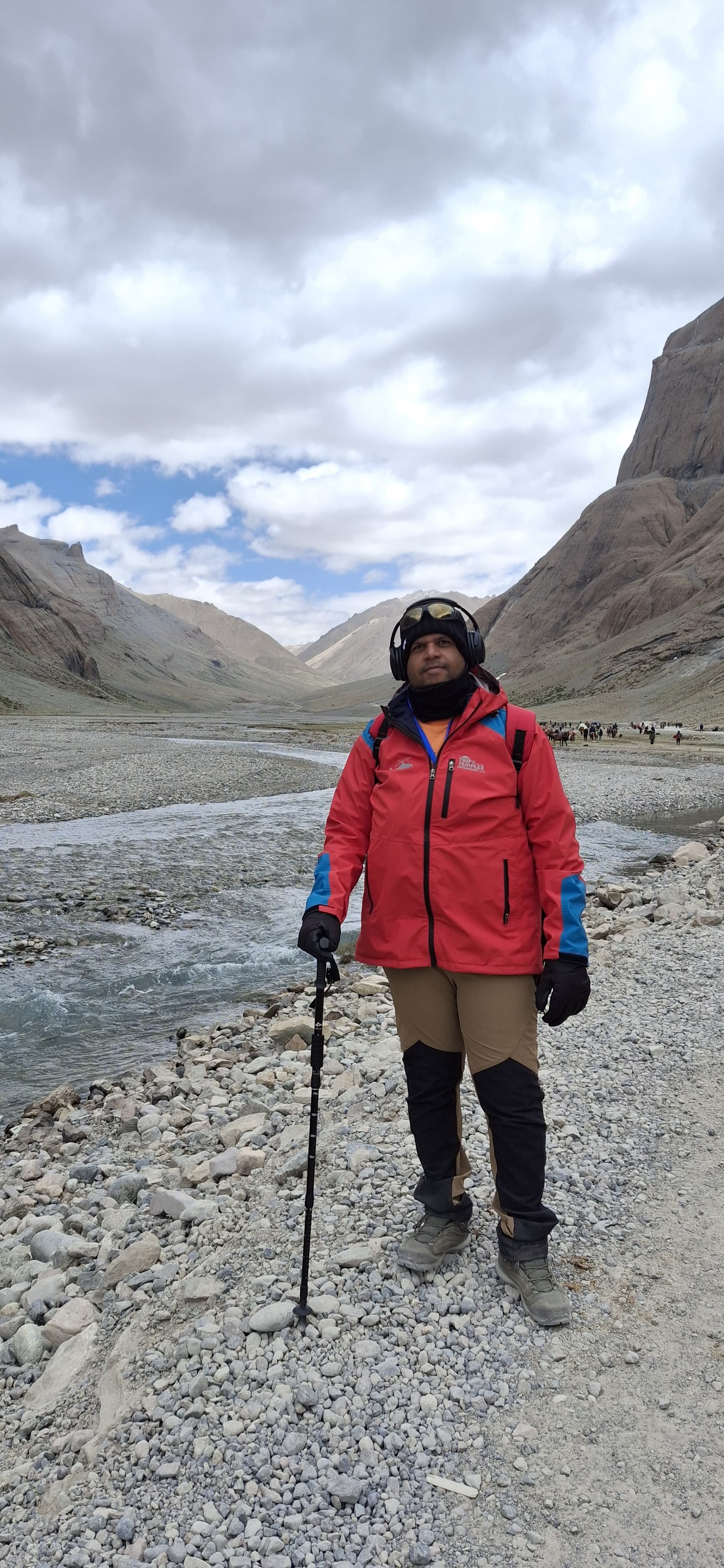 On the Kailash parikrama trail beside a glacial stream