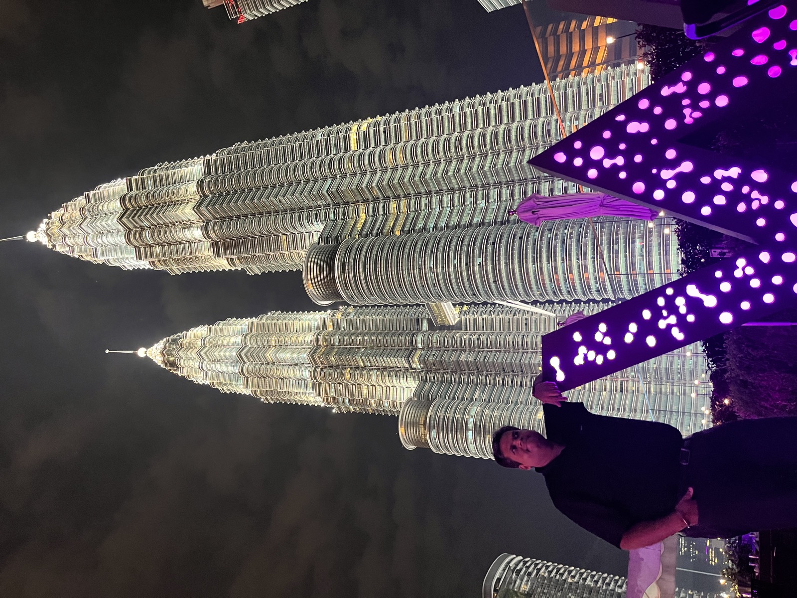 Selfie at Petronas Towers at night