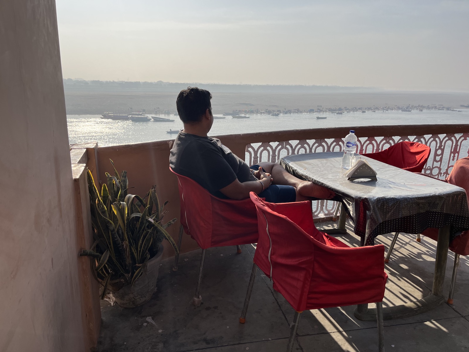 Rooftop view overlooking the Ganges